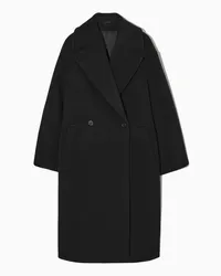 COS Zweireihiger Oversized-Wollmantel Schwarz