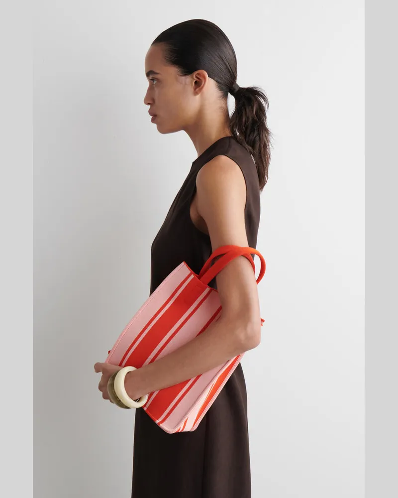 COS Kleine Gestreifte Tote Bag Orange