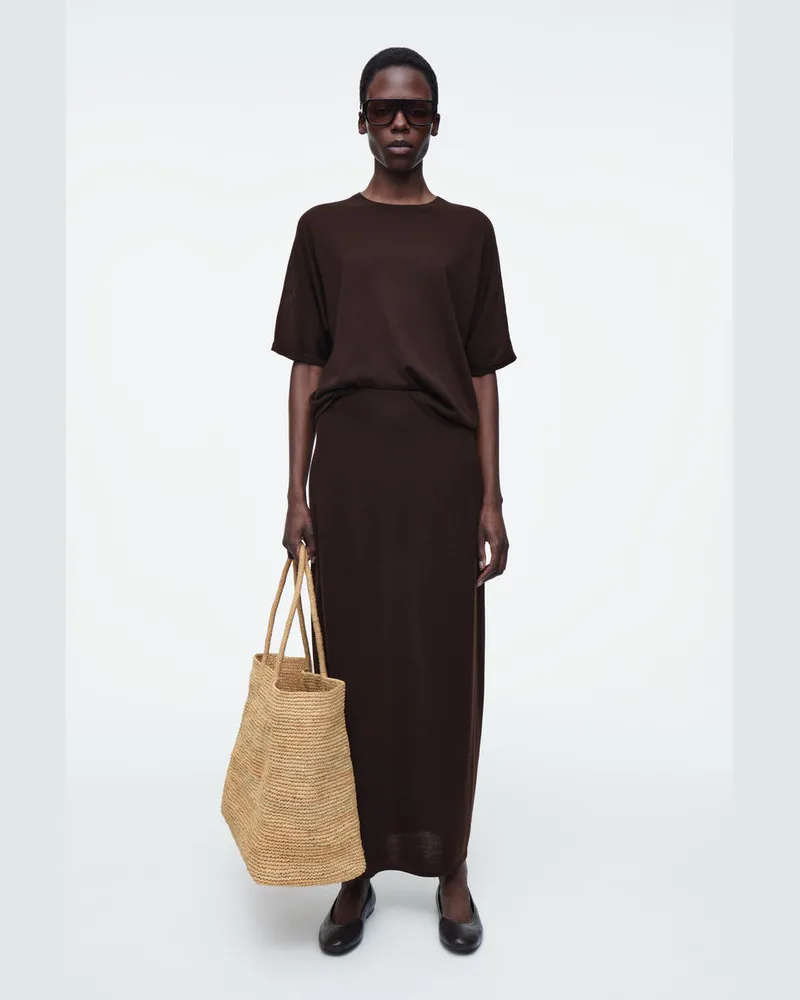 COS Handgewebte Oversized-Tote Bag - Bast Beige