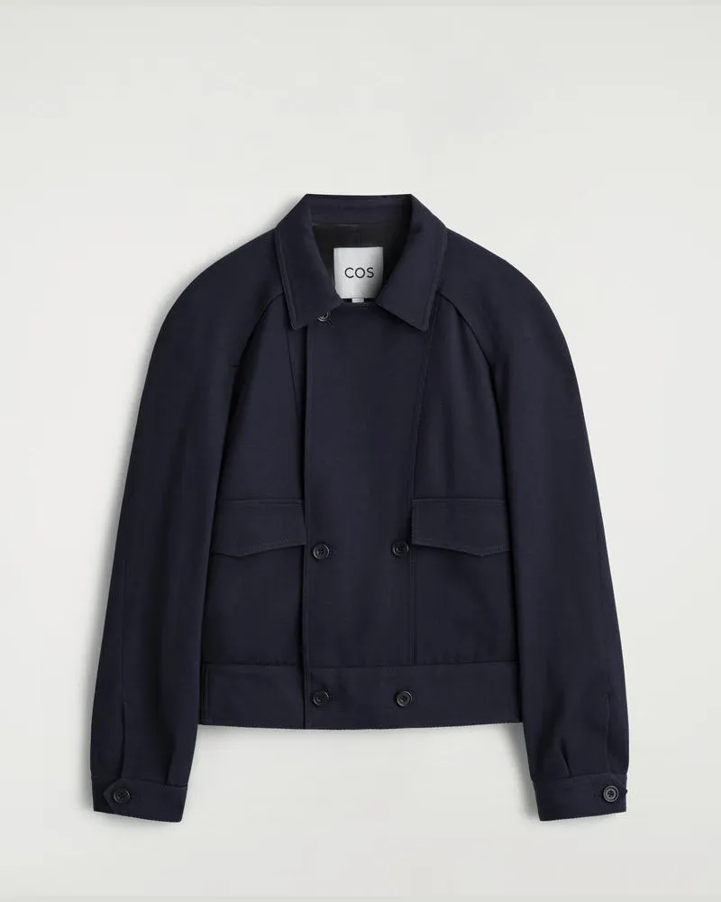 COS Doppelreihige Jacke Aus Woll-Mix Blau