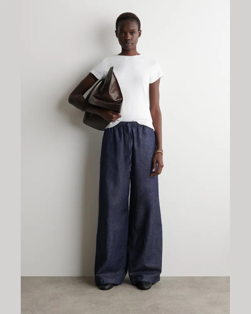 COS Hose Aus Denim Mit Weitem Bein Und Kordelzugbund Blau