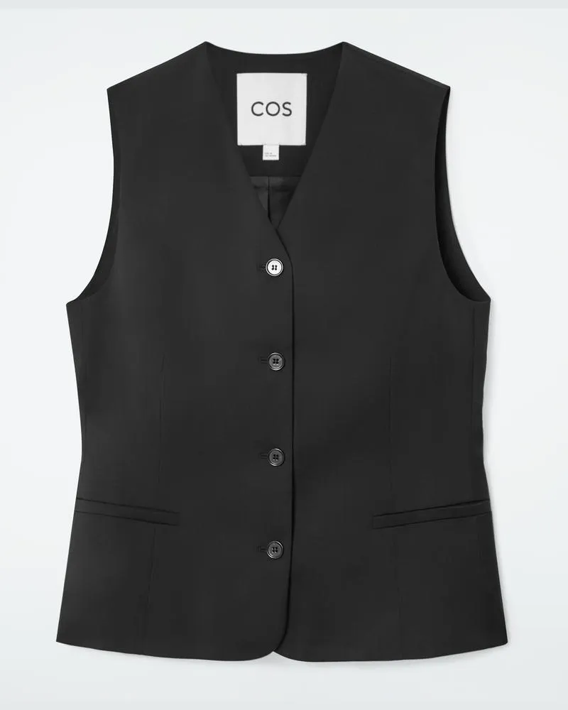 COS Elegante Weste Aus Wolle Schwarz
