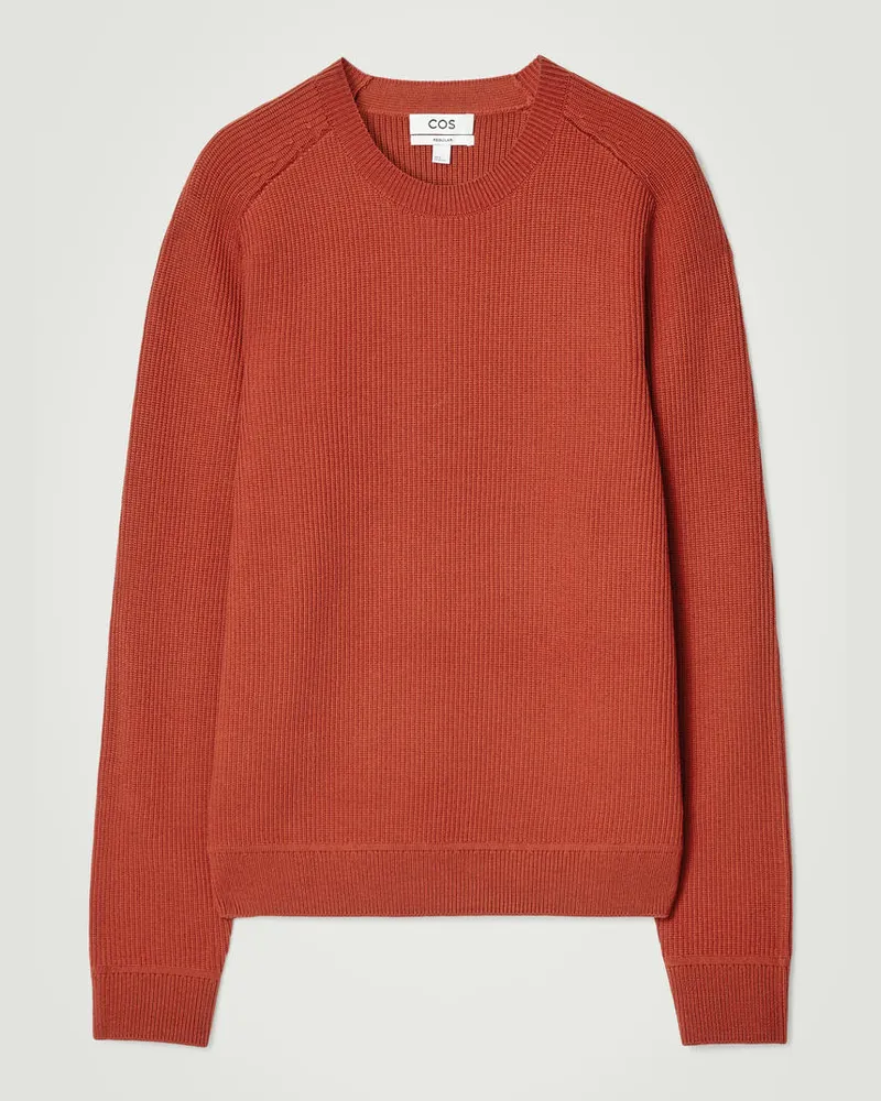 COS Gerippter Pullover Aus Merinowolle Orange