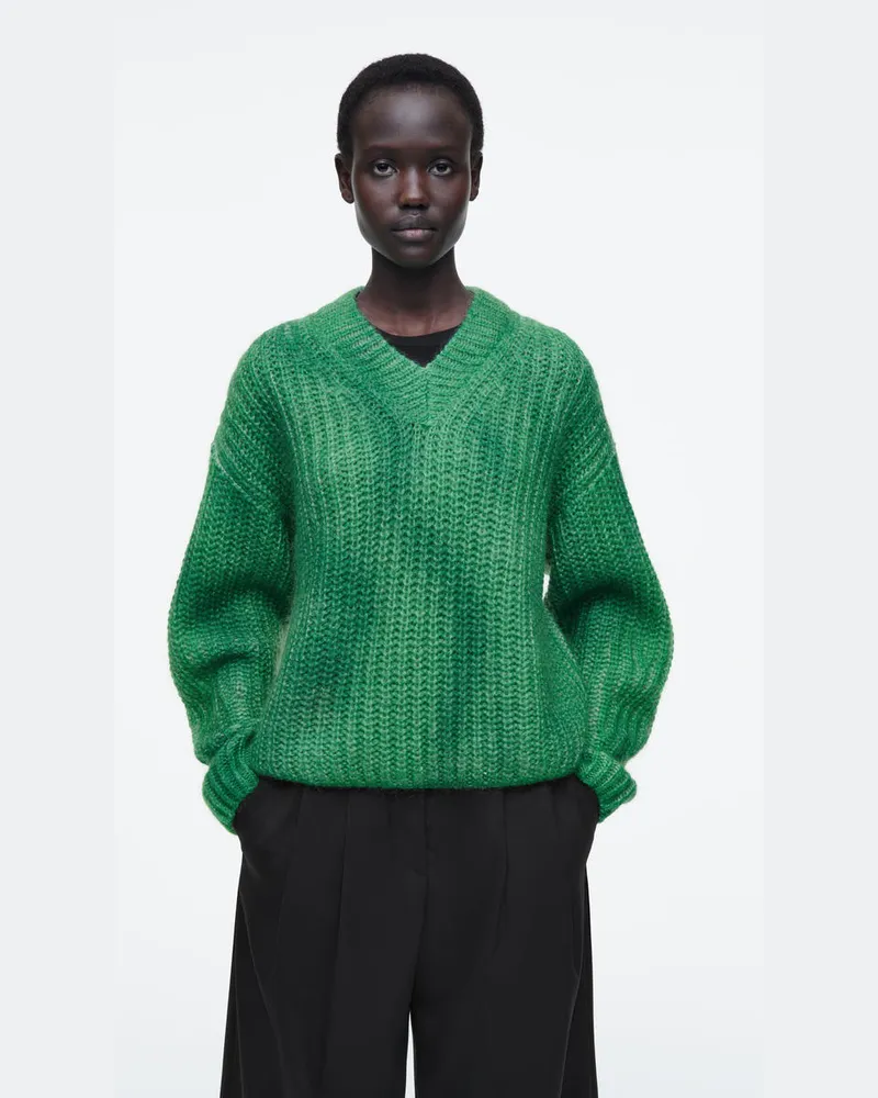 COS Pullover Aus Mohair Mit Sprayfarben-Design Grün