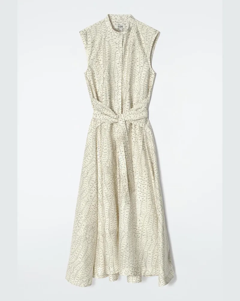 COS Fliessendes Midikleid Mit Bindedetail Und Print Weiß