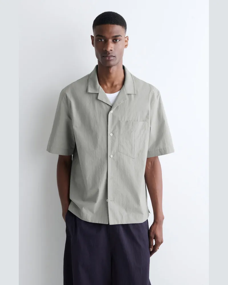 COS Baumwollbluse Mit Revers-Kragen Grau