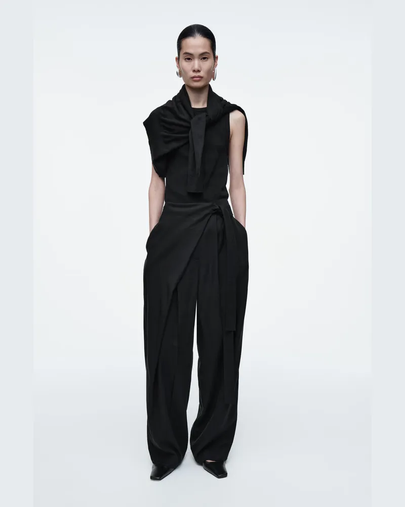 COS Fliessende Hose Mit Wickelfront Schwarz