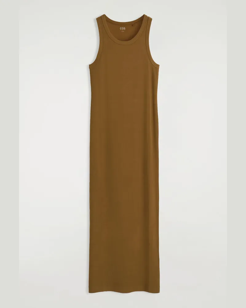 COS Geripptes Schlauchkleid Beige