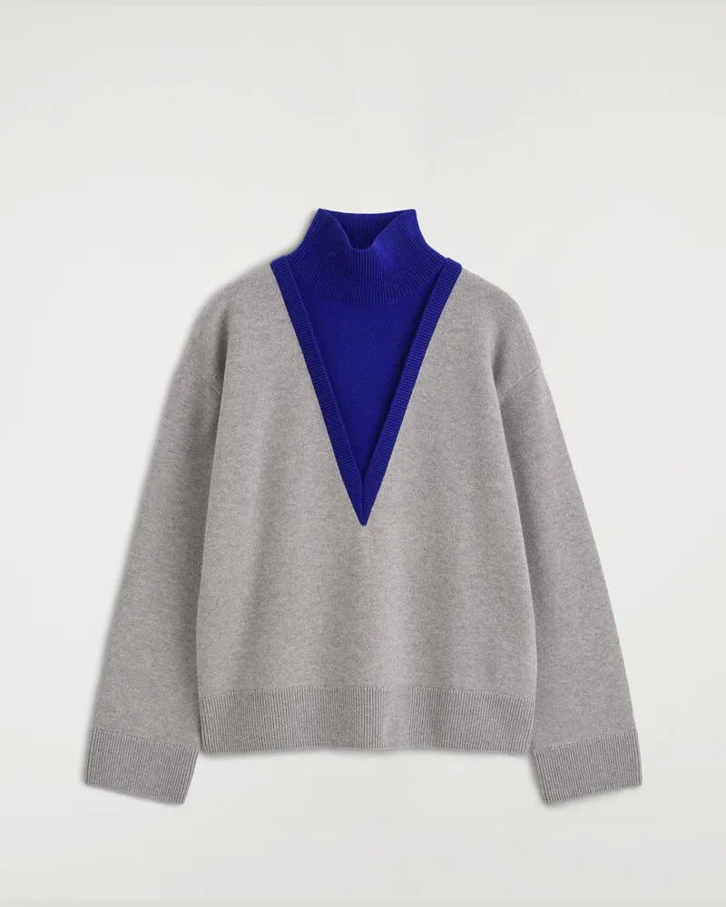 COS Pullover Aus Merinowolle Mit Kragen Grau