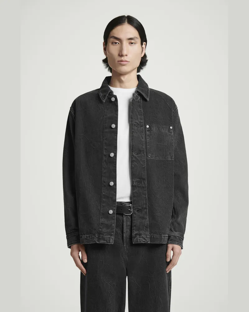 COS Lockere Hemdjacke Aus Denim Schwarz