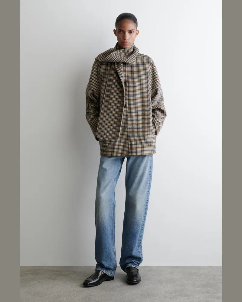 COS Kurzjacke Aus Doubleface-Wolle Mit Schal Beige
