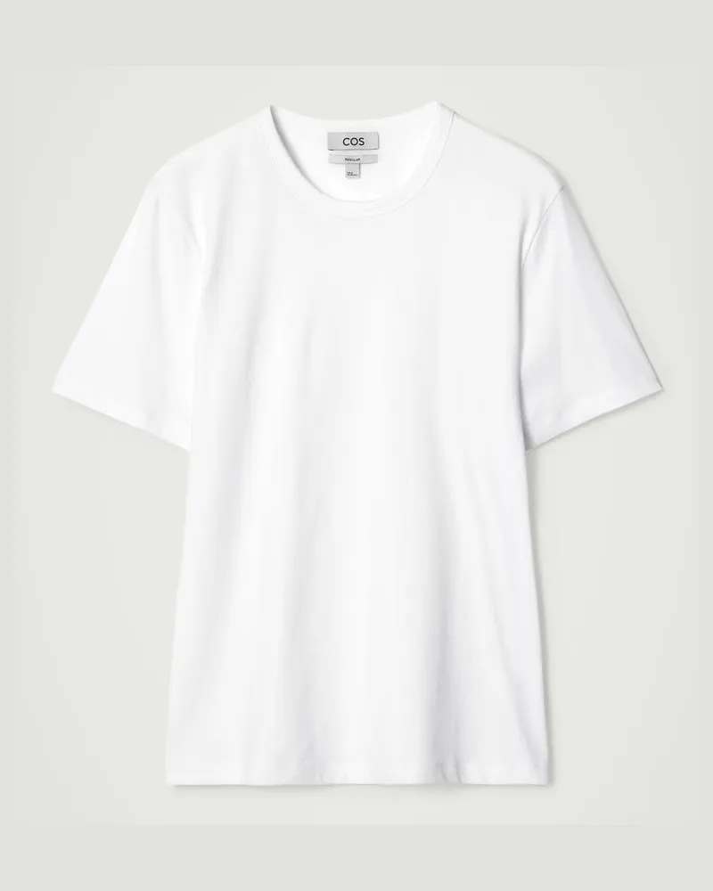 COS T-Shirt Aus Gebürsteter Baumwolle Weiß