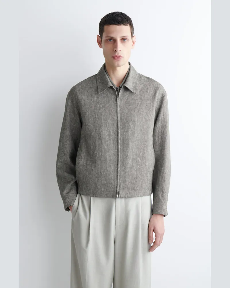 COS Blousonjacke Aus Leinen Grün