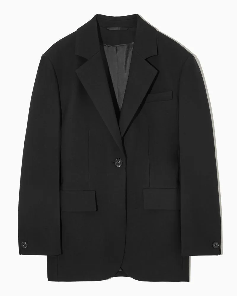 COS Schmaler Taillierter Blazer Aus Woll-Mix Schwarz