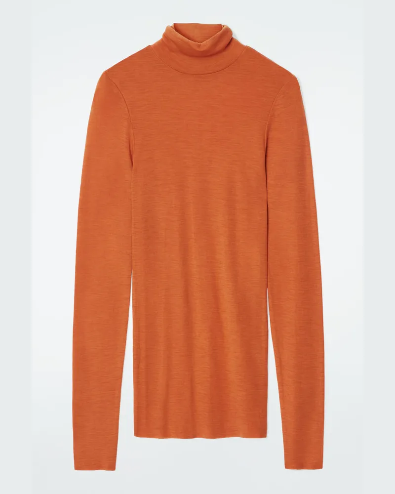 COS Rollkragenoberteil Aus Merinowolle Orange