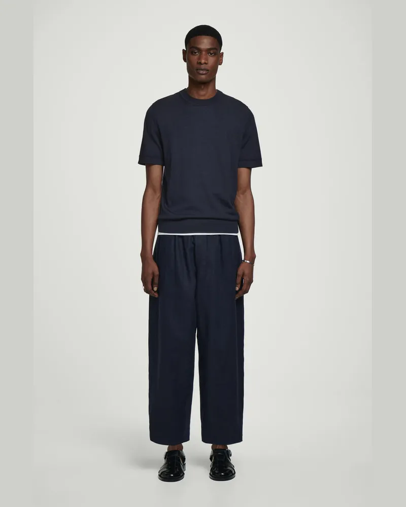COS Leinenhose Mit Weitem Bein Und Elastischem Bund Blau