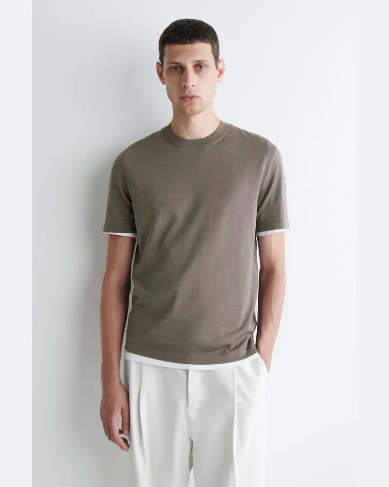 COS Schmal Geschnittenes T-Shirt Aus Seide Grau