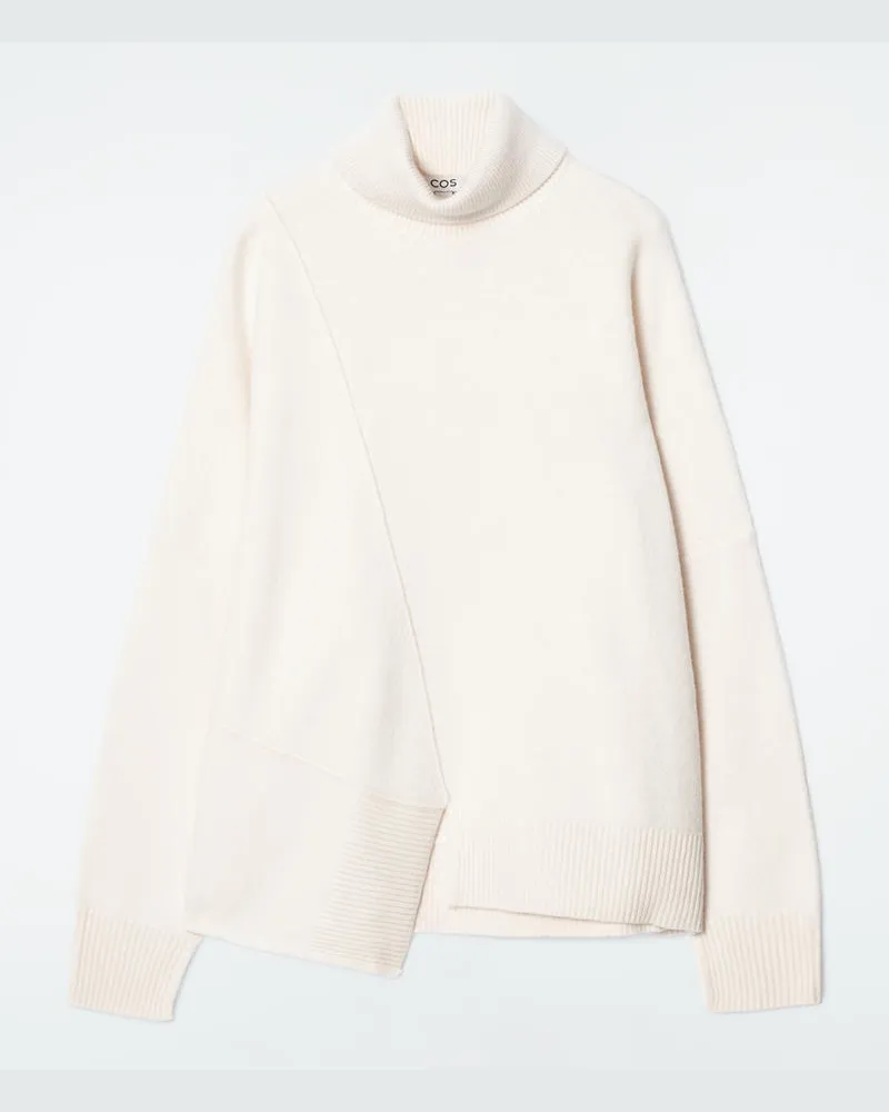 COS Asymmetrischer Pullover Aus Merinowolle Weiß