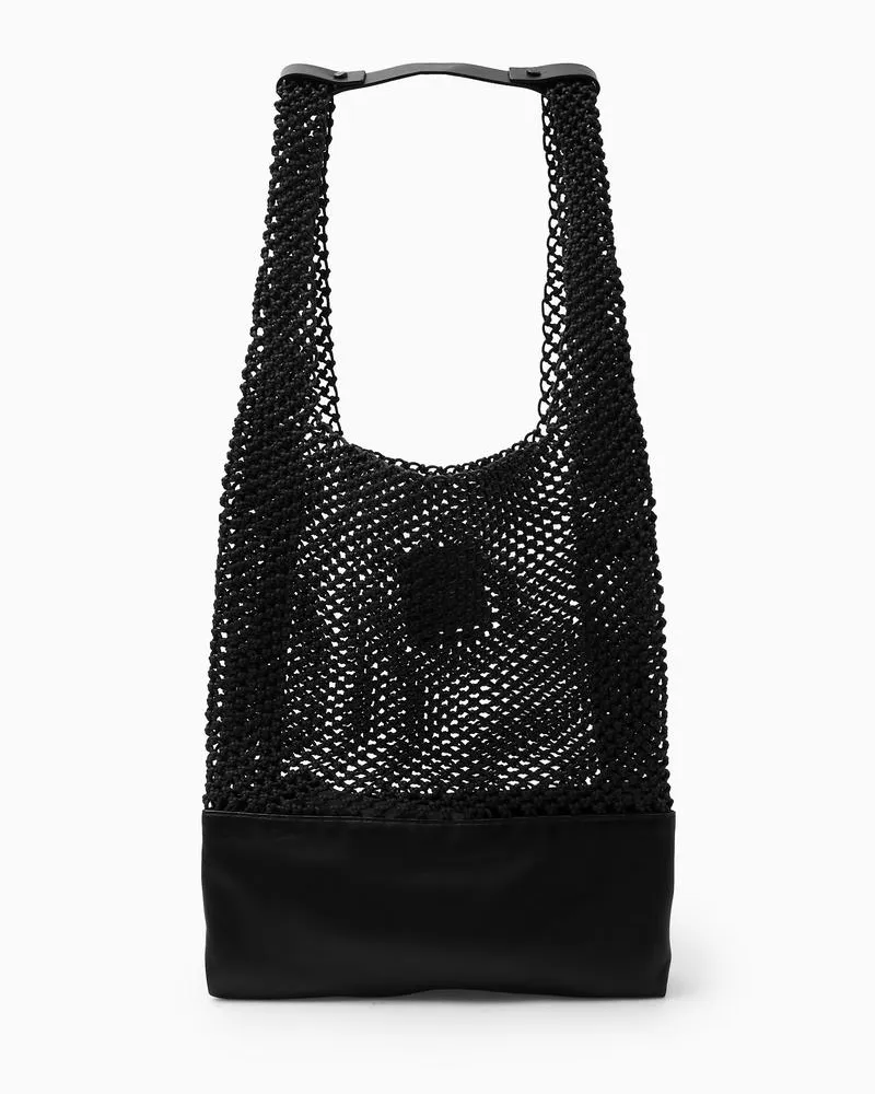COS Handgewebte Tote Bag - Leder Schwarz