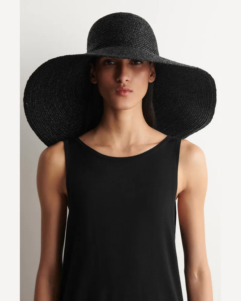COS Hut Aus Raffia Mit Breiter Krempe Schwarz