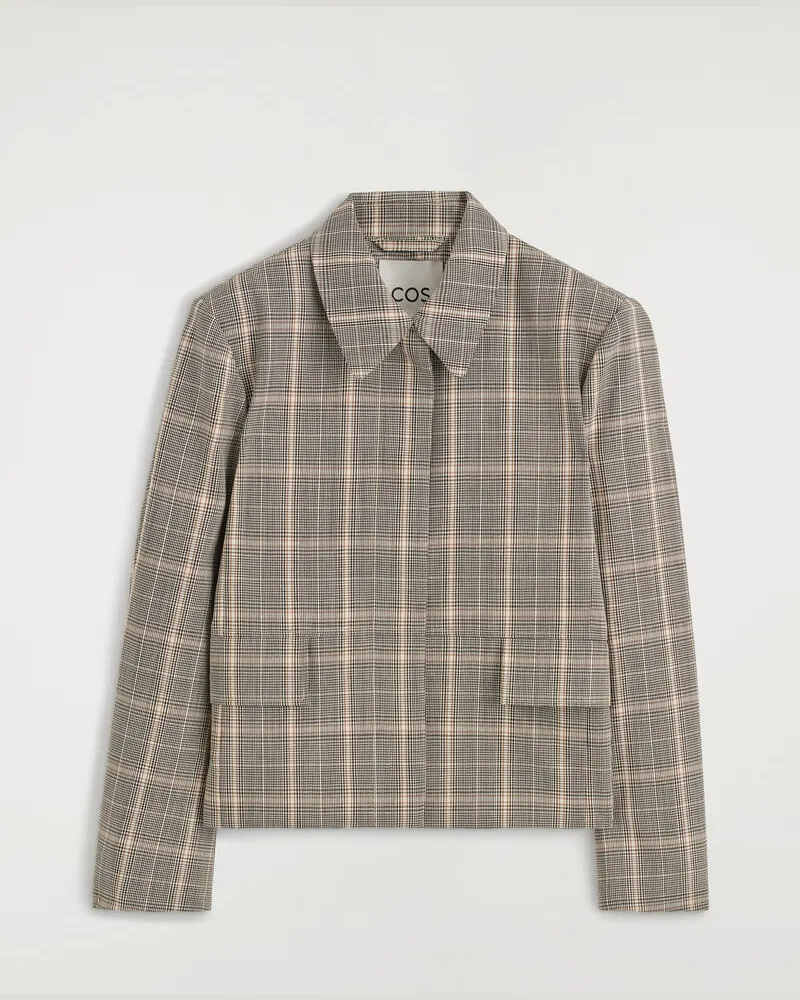 COS Karierte Wolljacke Beige