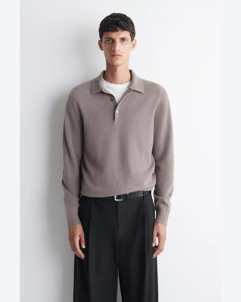 COS Polopullover Aus Kaschmir Grau