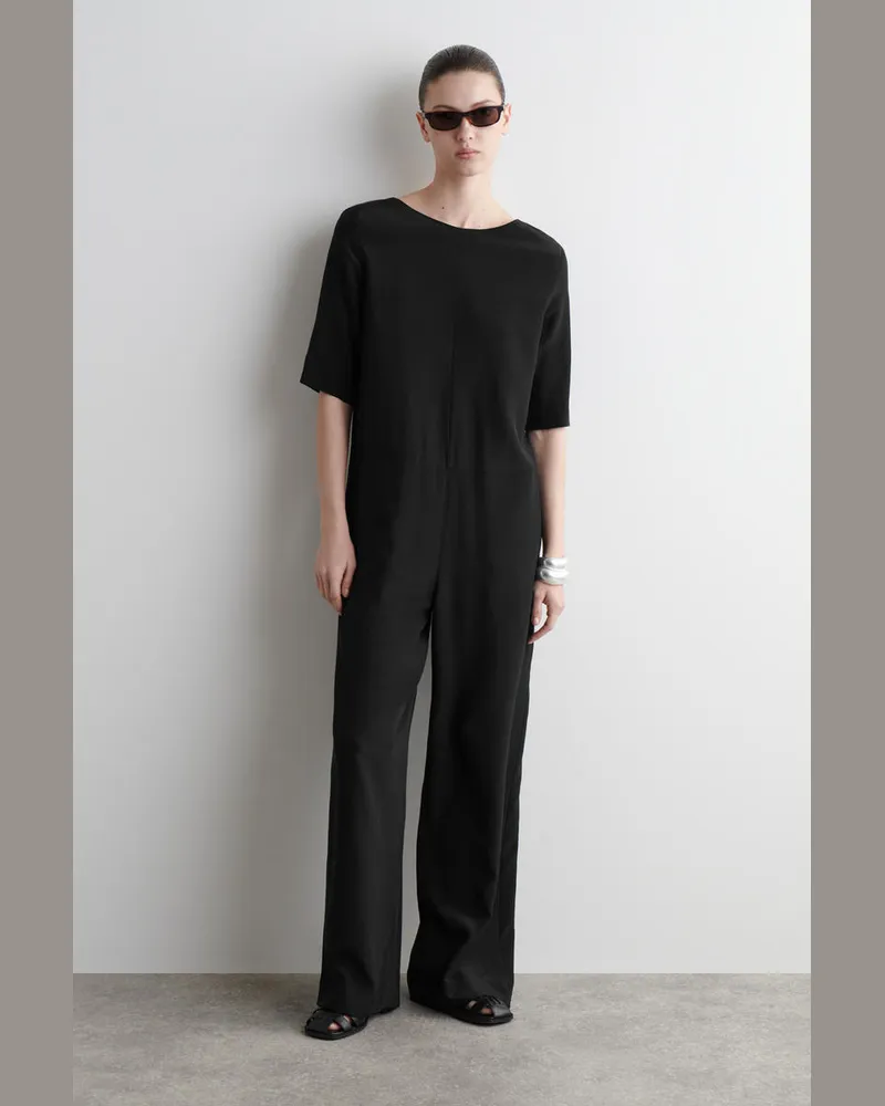 COS Jumpsuit Aus Seiden-Crêpe Schwarz