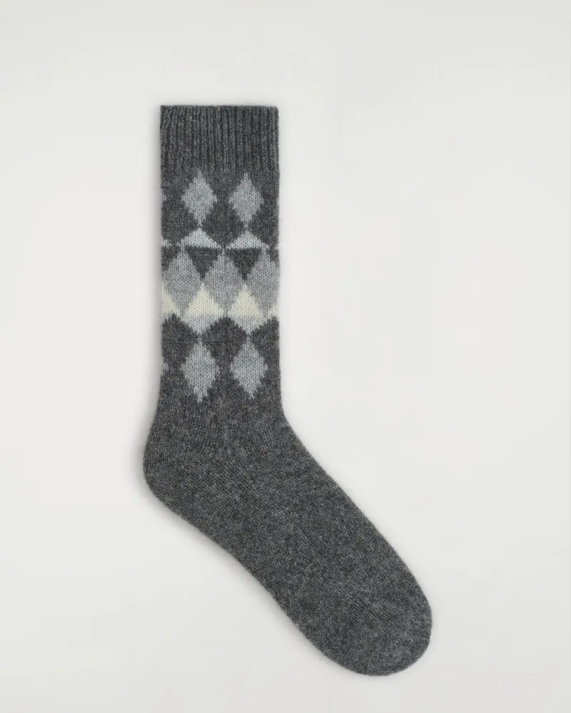 COS Fair Isle Cashmere Socks Grau