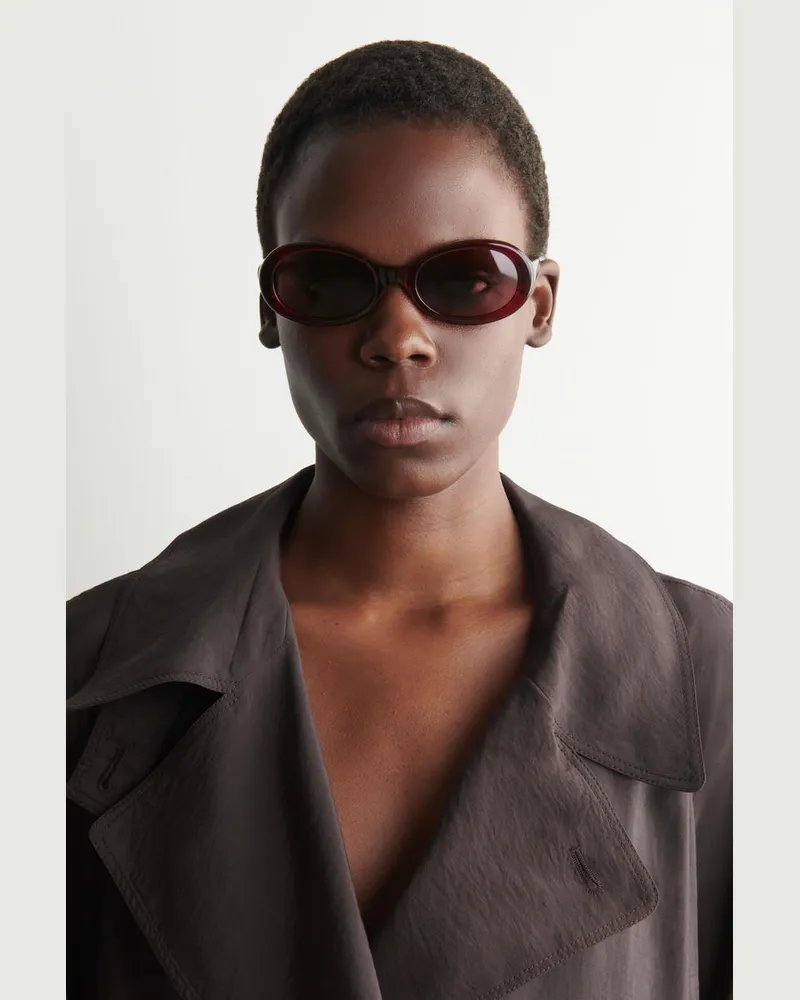 COS Ovale Sonnenbrille Rot