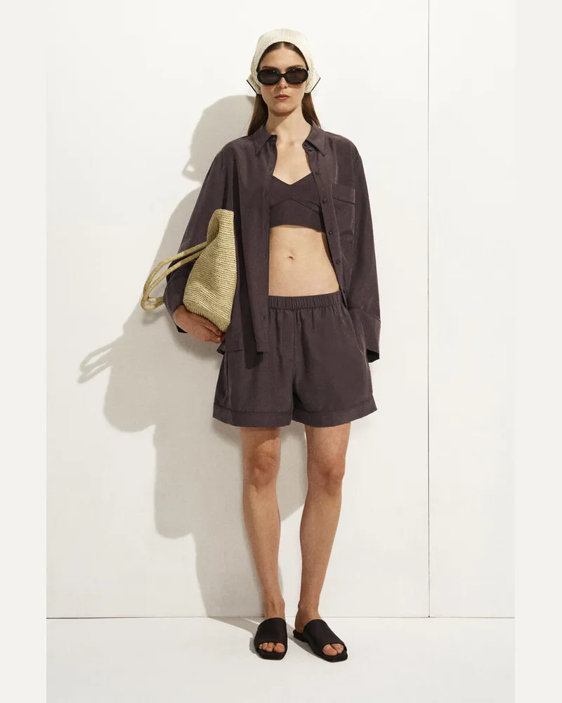 COS Shorts Aus Seide Mit Elastischem Bund Braun
