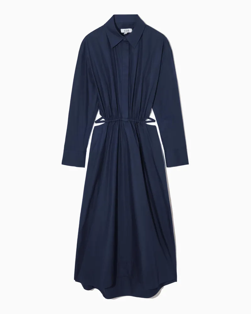 COS Hemdkleid In Midilänge Mit Cut-Outs Blau