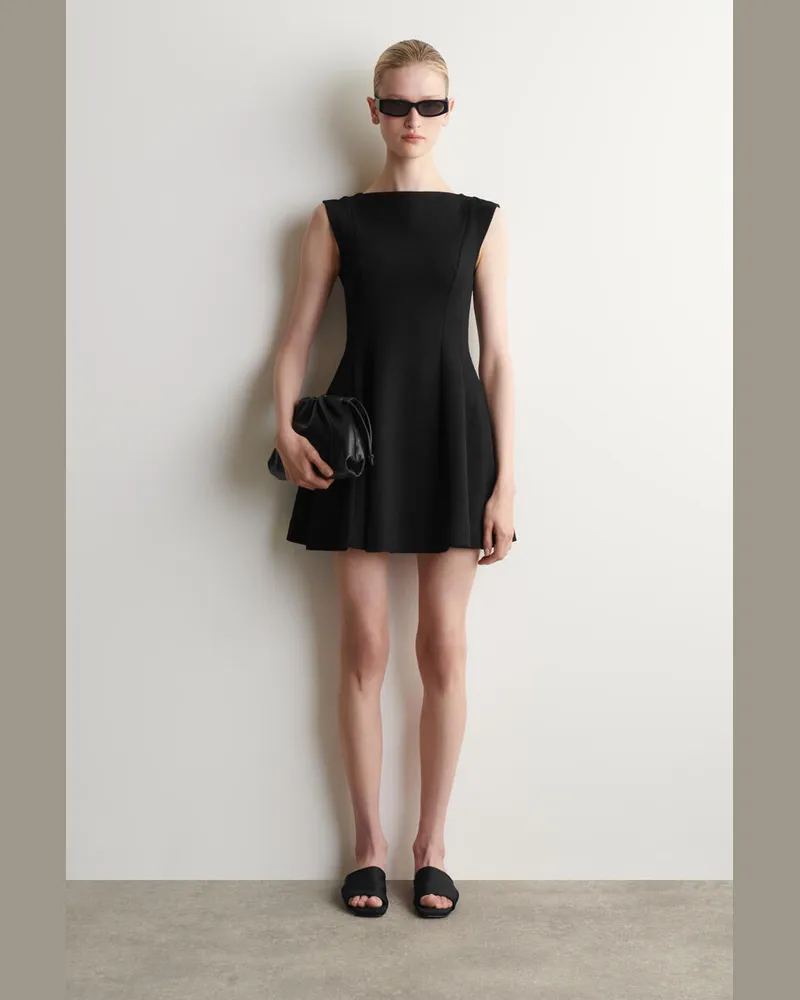 COS Skulpturales Ausgestelltes Minikleid Aus Baumwolle Schwarz