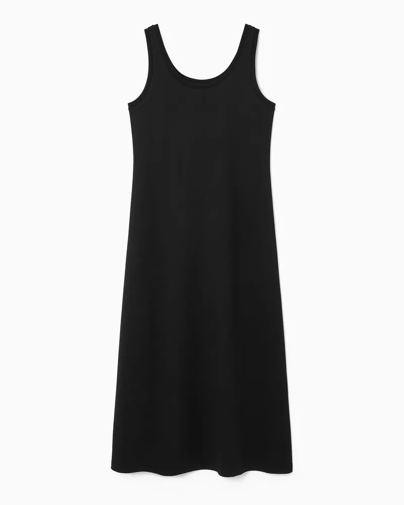 COS Midikleid Aus Jersey Mit Tiefem Rundhalsausschnitt Schwarz