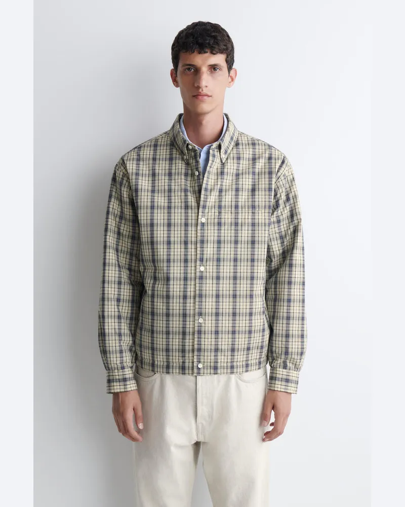 COS Wattierte Hemdjacke Aus Baumwolle Mit Karomuster Beige