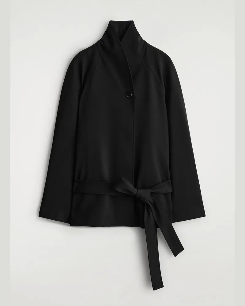 COS Jacke Aus Woll-Mix Mit Schalkragen Und Gürtel Schwarz