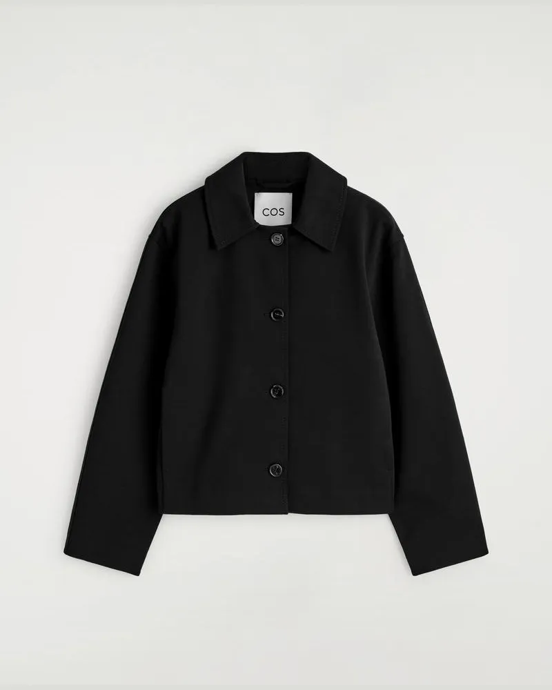 COS Abgerundete Jacke Aus Jersey Schwarz