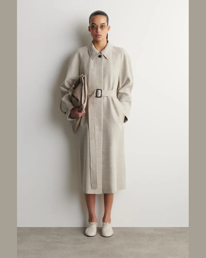 COS Langer Trenchcoat Aus Leinen Und Wolle Beige