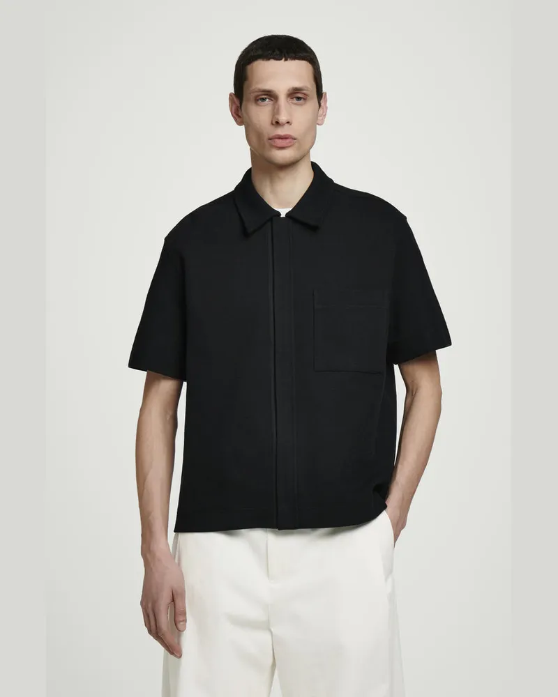 COS Hemd Aus Baumwolljersey Mit Reissverschluss Schwarz