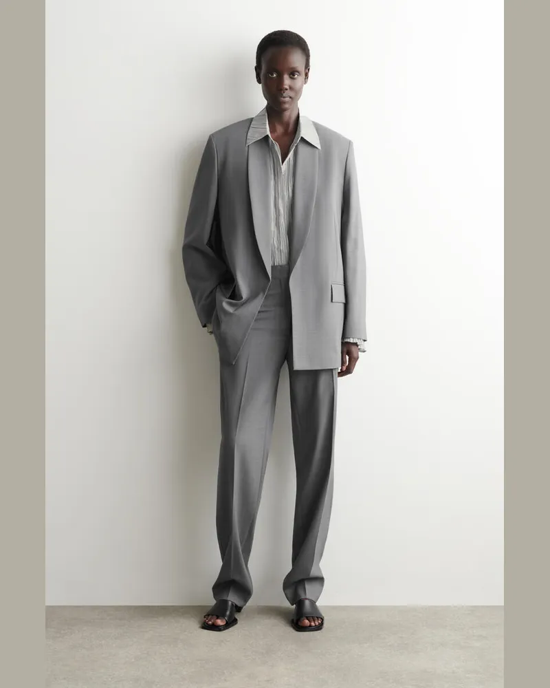 COS Elegante Hose Aus Wolle Mit Geradem Bein Grau