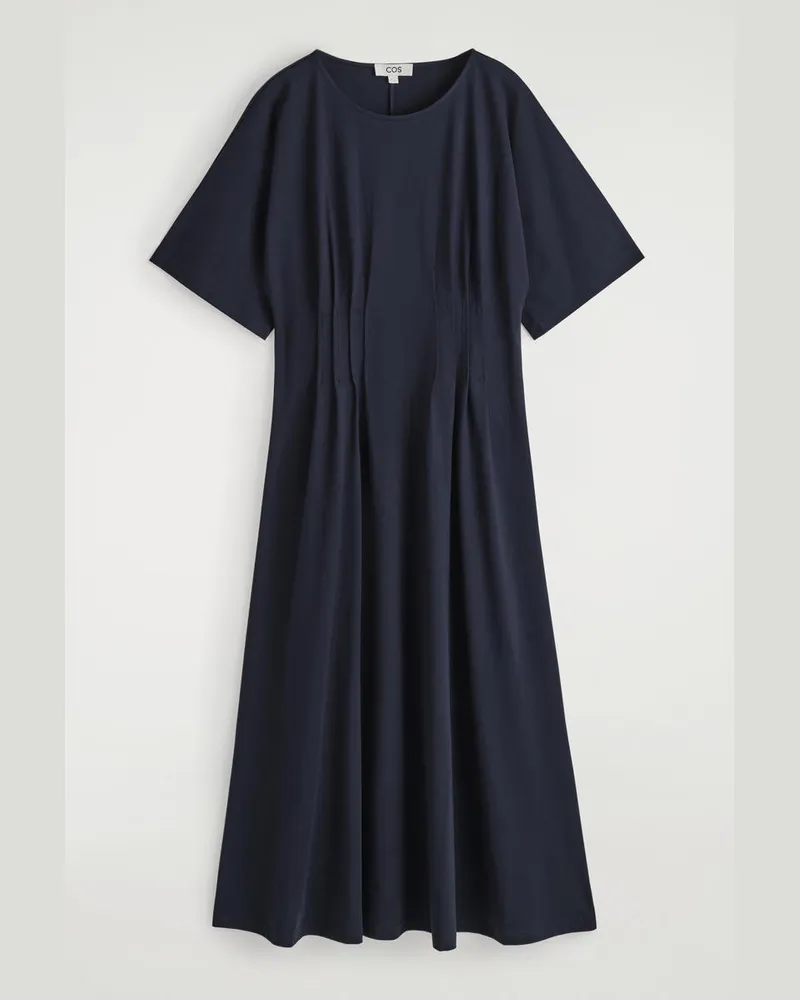COS Midikleid Aus Baumwolle Mit Biesen Blau