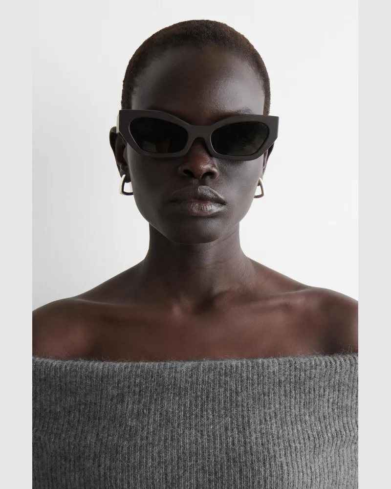 COS Lederbezogene Sonnenbrille Mit Cat-Eye-Rahmen Braun