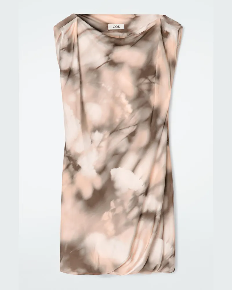 COS Drapiertes Seidenkleid Mit Print Rosa