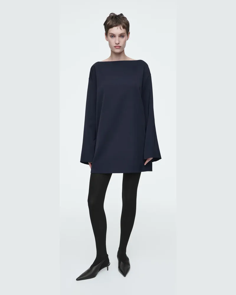COS Minikleid Mit U-Boot-Ausschnitt Blau