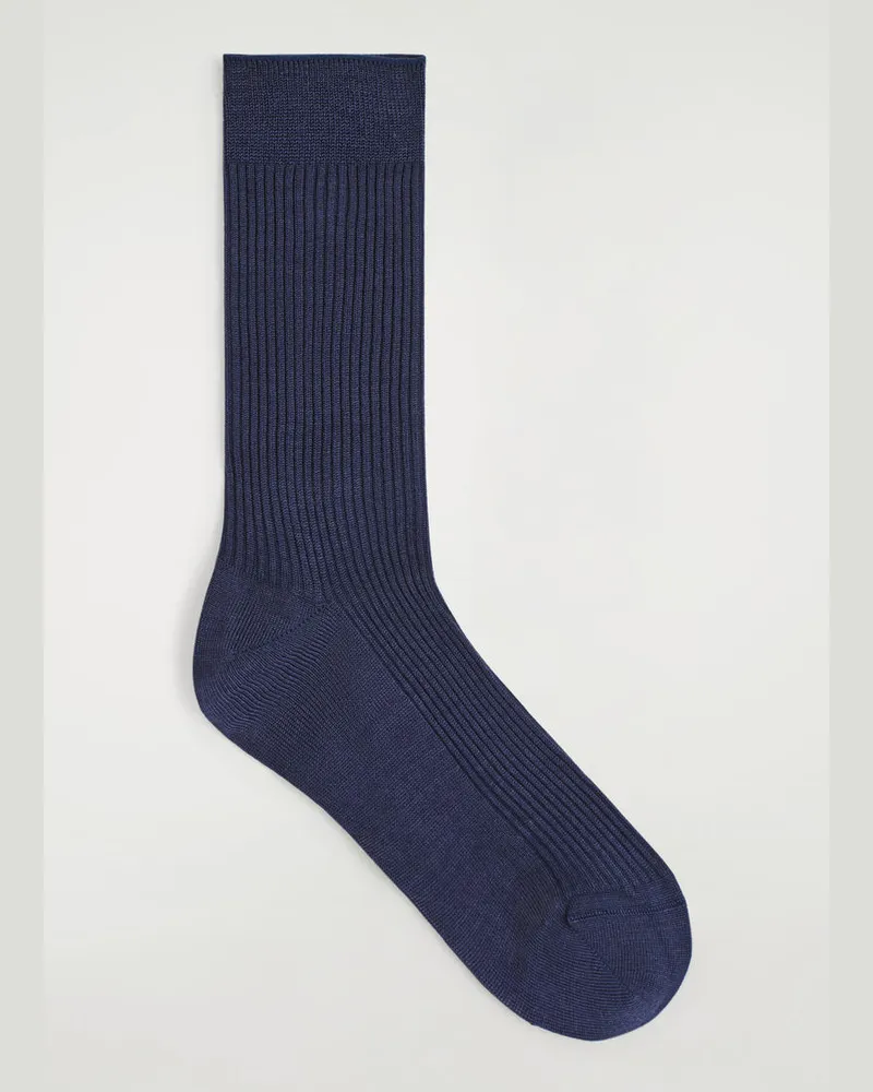 COS Gerippte Socken Aus Seide Blau
