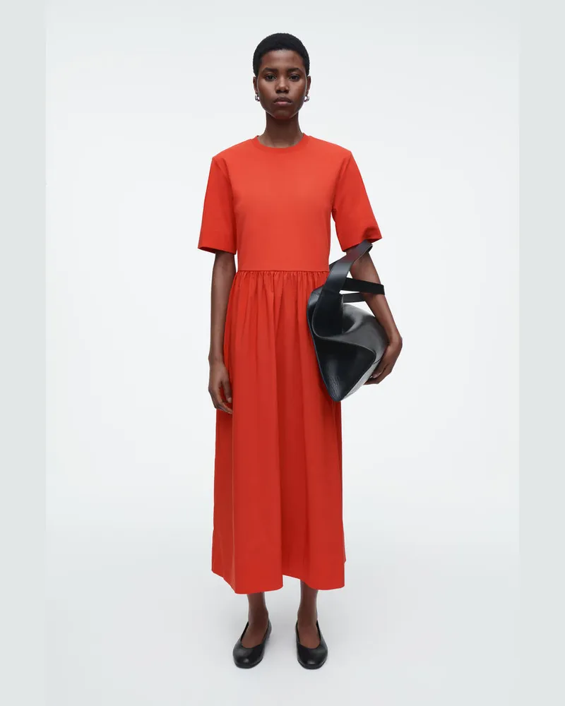 COS Midikleid Mit Kontrastpartien Orange