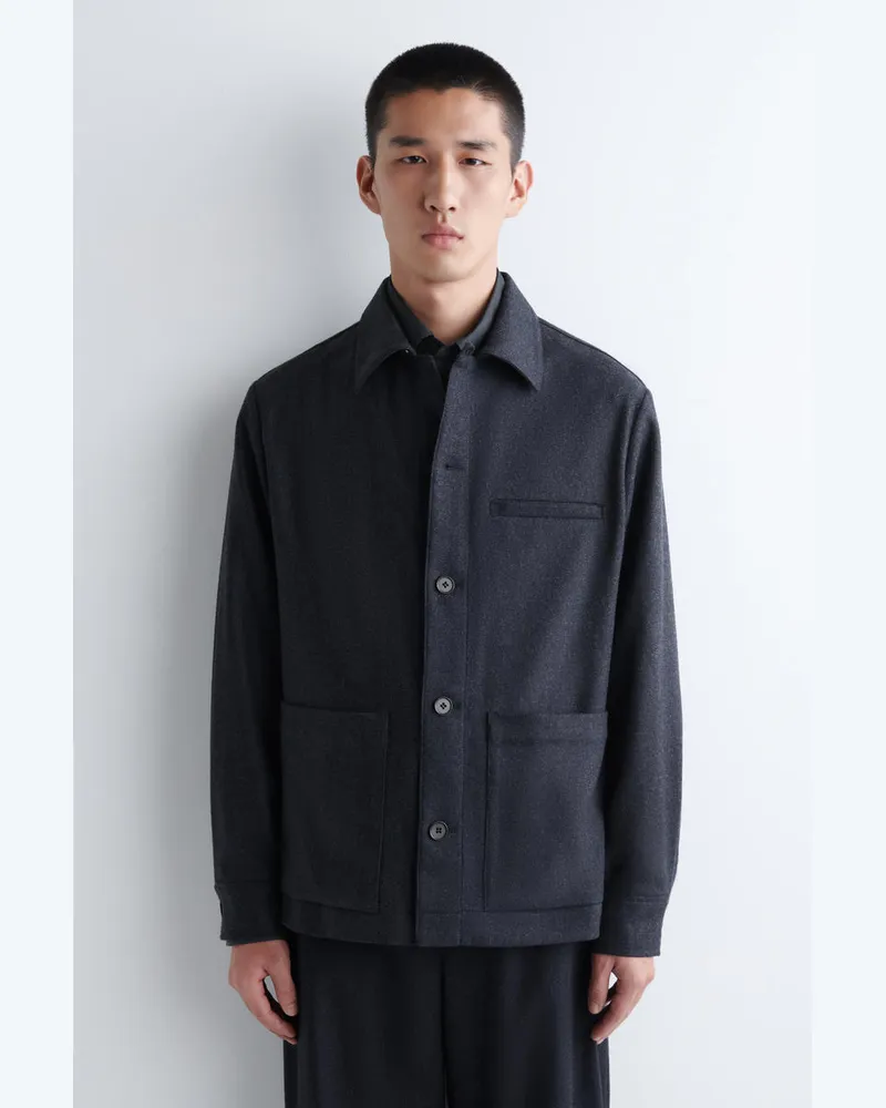COS Hemdjacke Aus Wolle Grau
