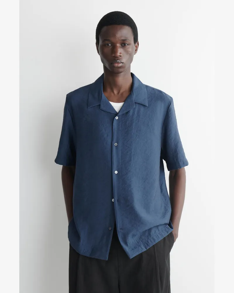 COS Hemd Aus Jacquard Mit Reverskragen Blau