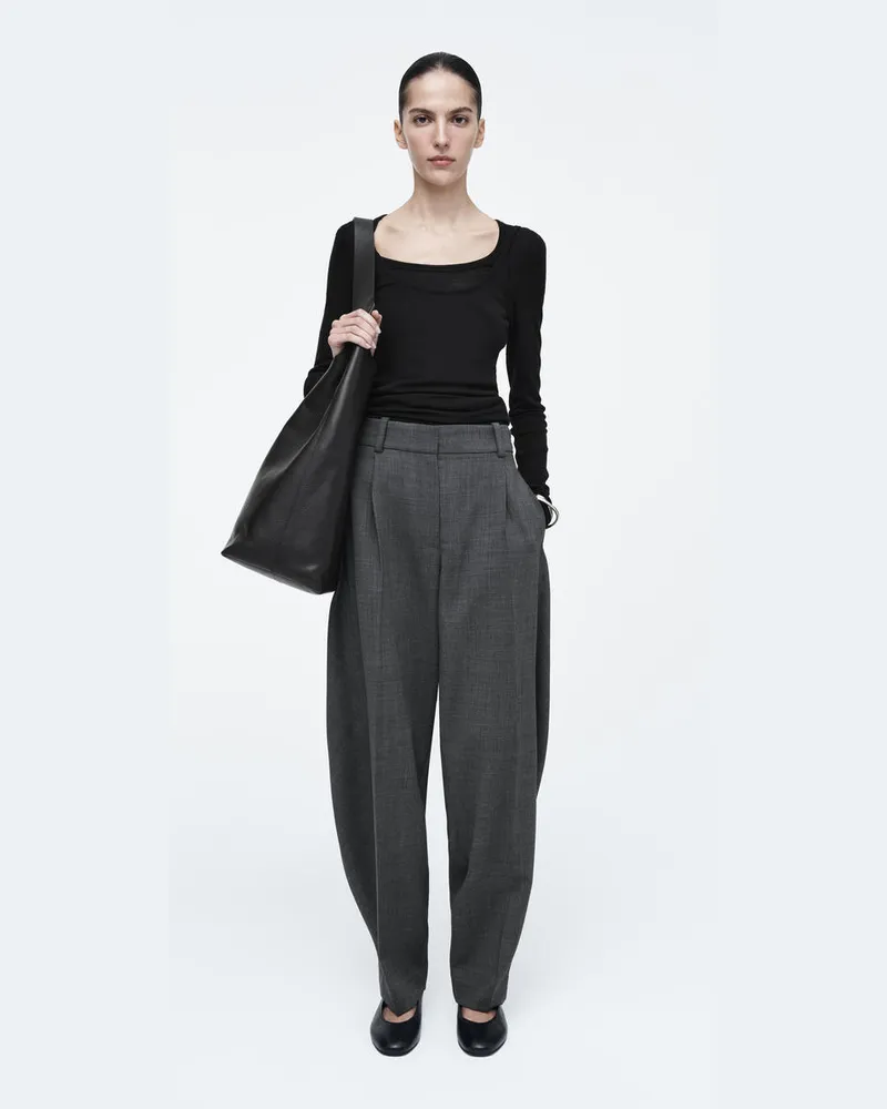 COS Hose Aus Woll-Mix Mit Barrel-Bein Grau