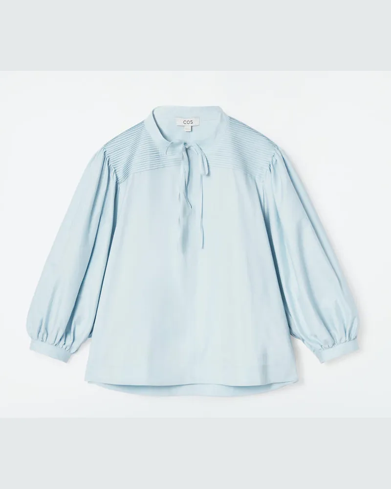 COS Bluse Mit Falten Und Bindedetail Blau