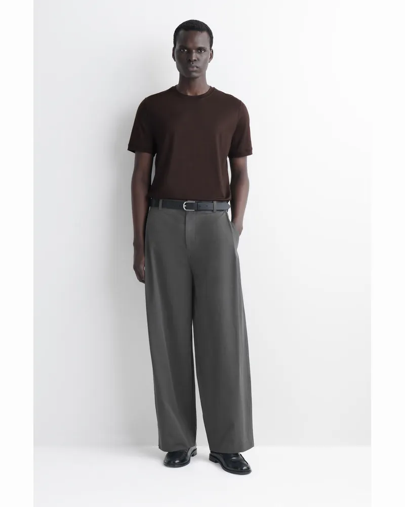 COS Baumwollhose Mit Weitem Bein Und Falten Grau